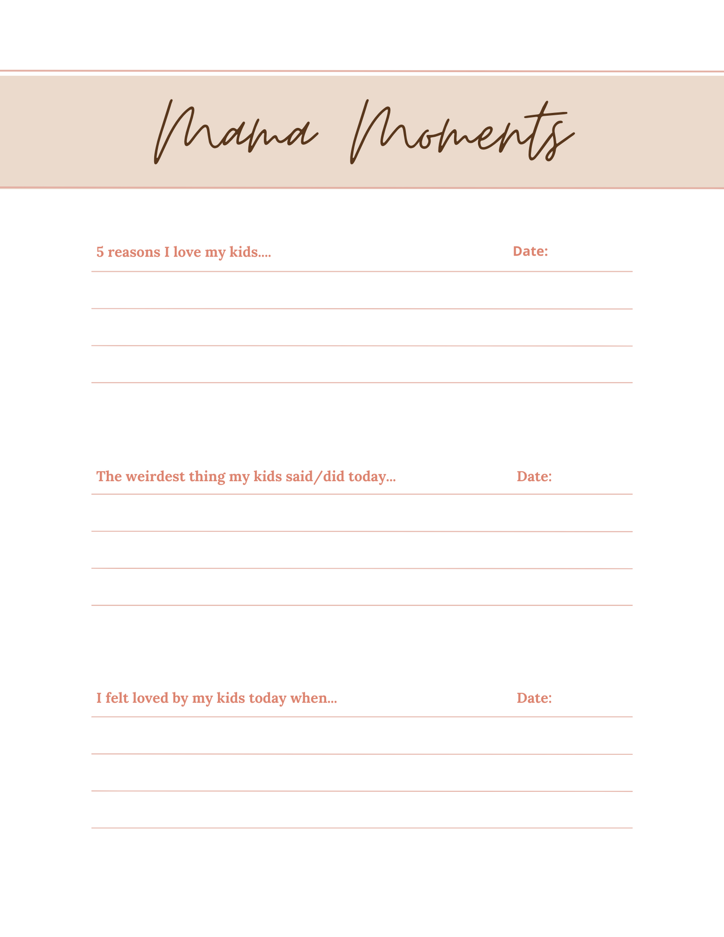Mama Moments Journal Sample