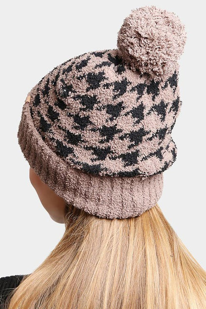 Fuzzy Hounds Tooth Sherpa Hat