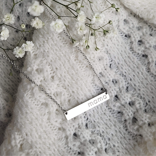 Mama Stainless Steel Bar Necklace
