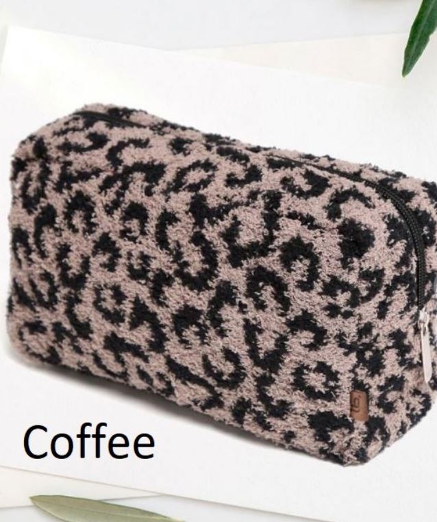 Large Fuzzy Leopard Travel Case