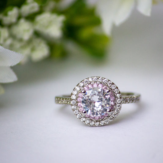 "Pretty in Pink" Round Halo Ring