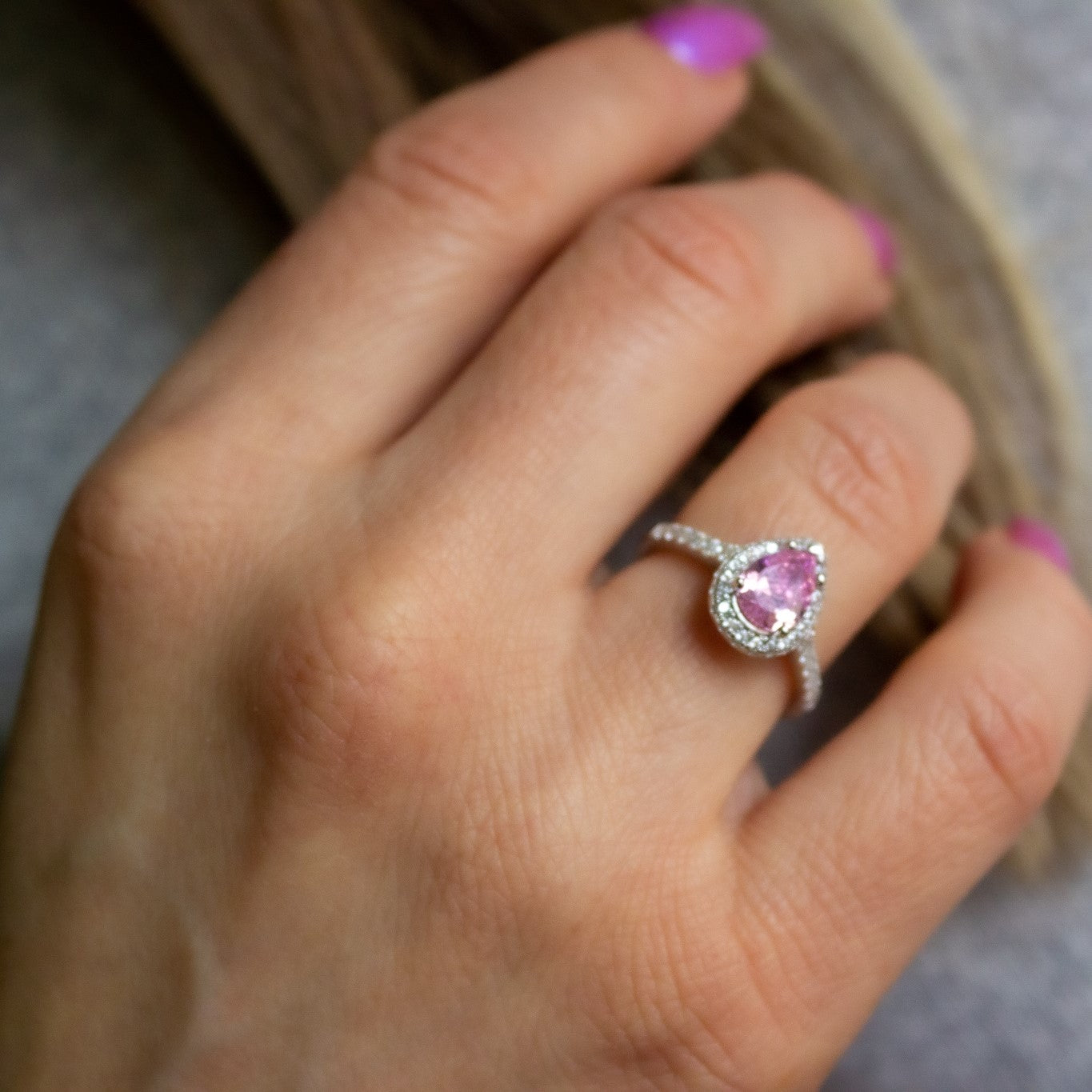 Bella Pink Pear Engagement Ring