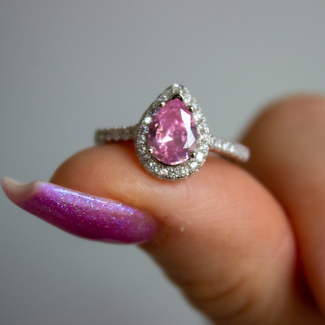 Bella Pink Pear Engagement Ring