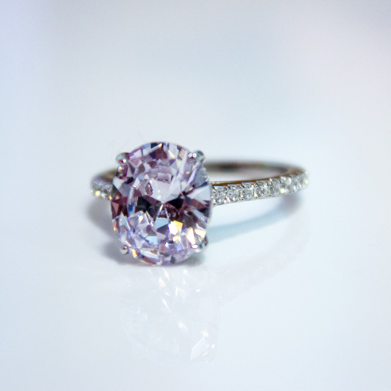 angled shot of oval shape ring