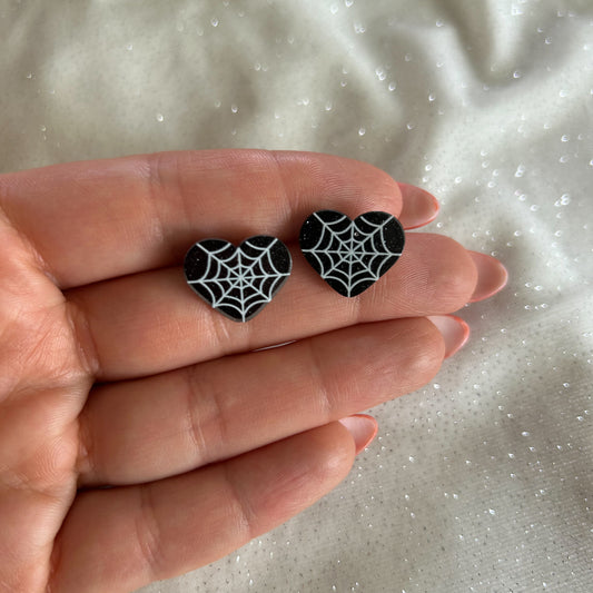 Spider 🕷️ Heart Glitter Studs