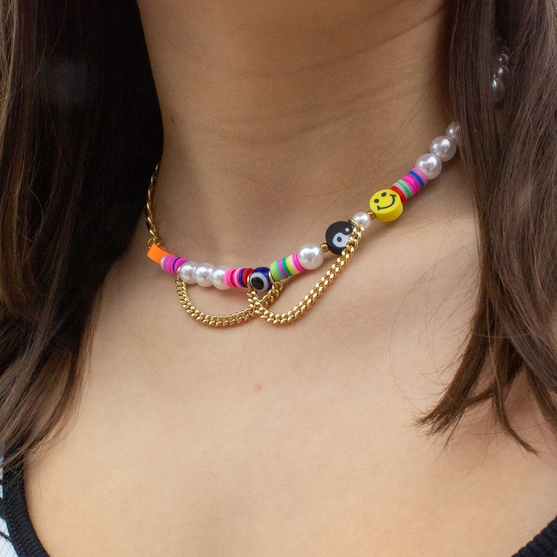 Y2K Smiley Choker Necklace